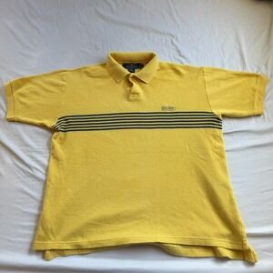 Polo Sport Ralph Lauren Vintage Yellow Blue Stripe Mens Medium Polo Shirt Cotton